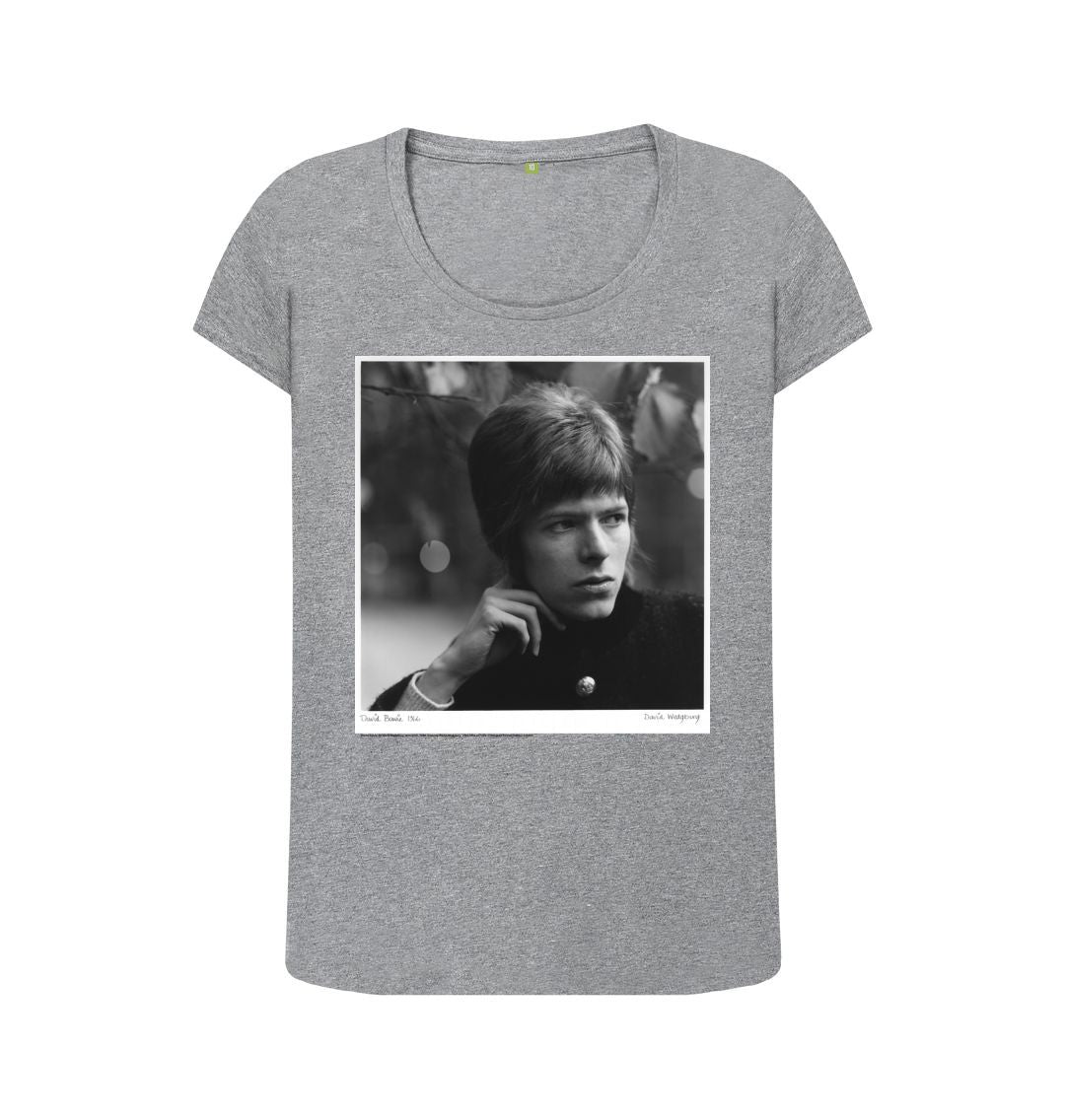 Athletic grey david bowie women's scoop neck t shirt