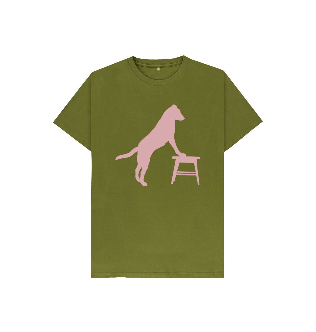 Moss green hubert leslie dog and stool silhouette kids t shirt