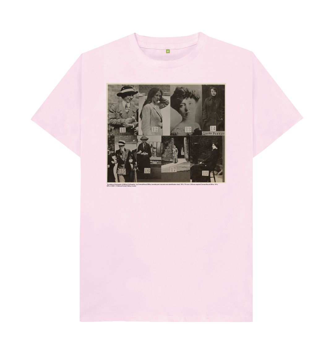 Pink 'surveillance photograph of militant suffragettes' npg x132847 unisex t shirt