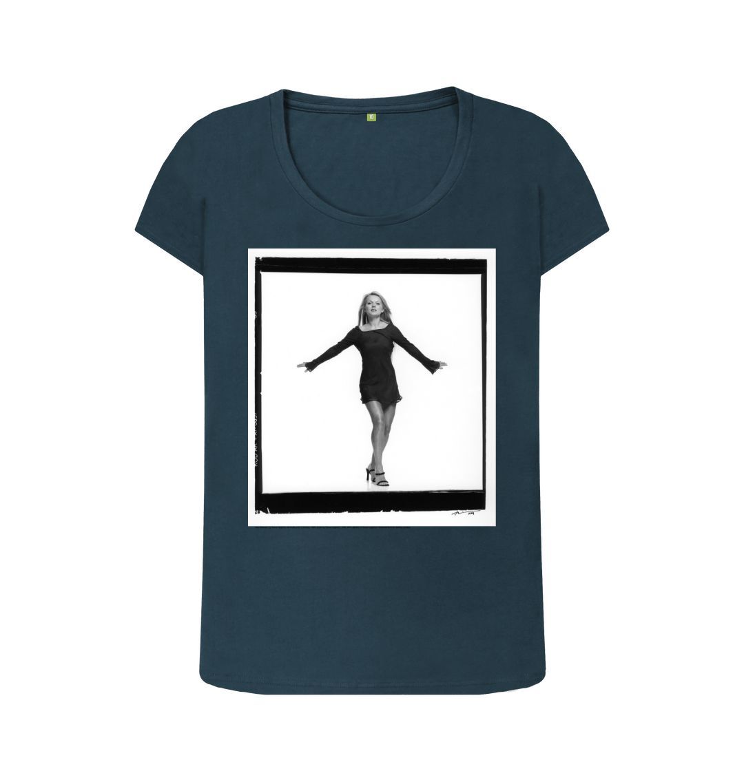 Denim blue geri halliwell women's scoop neck t shirt