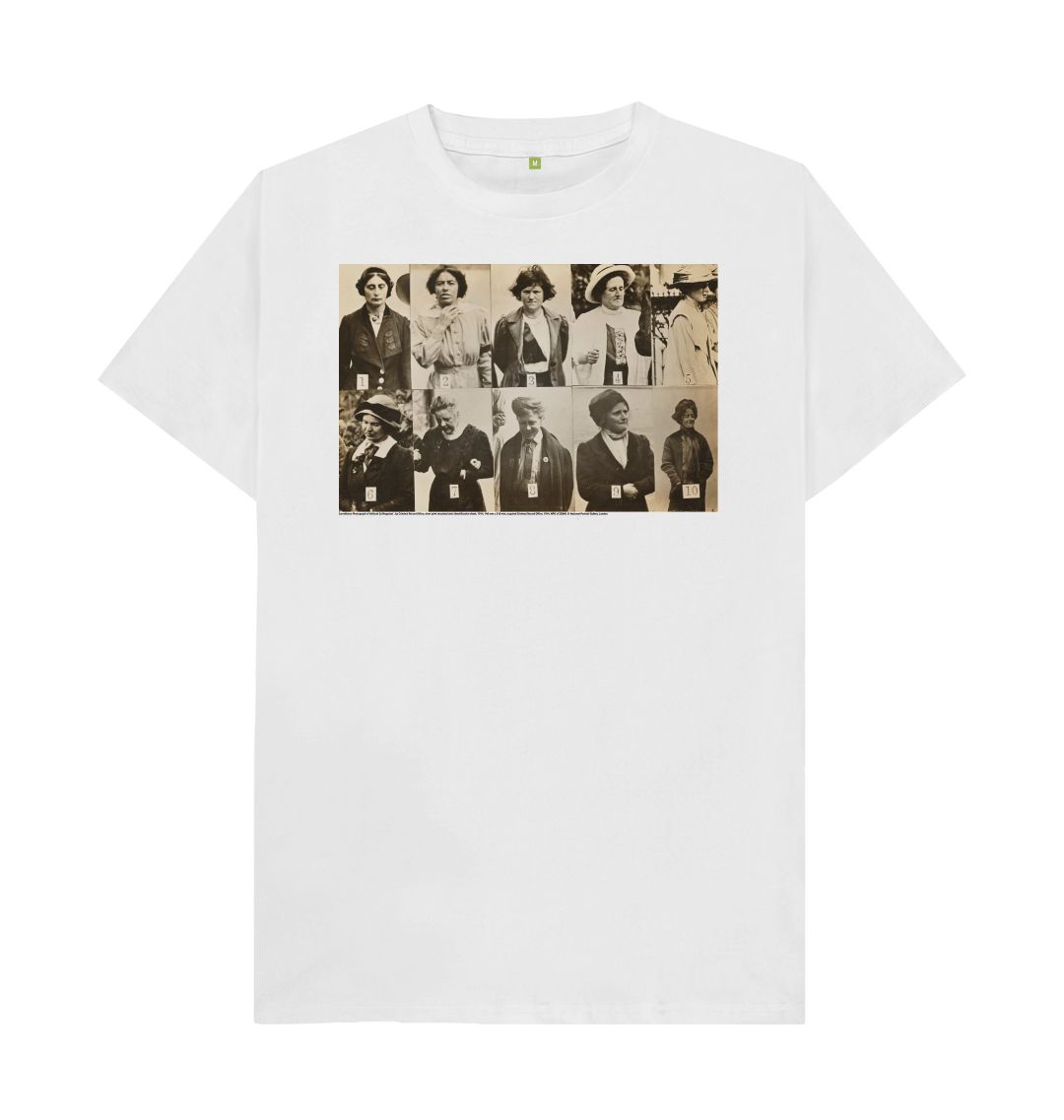 White 'surveillance photograph of militant suffragettes' unisex t shirt