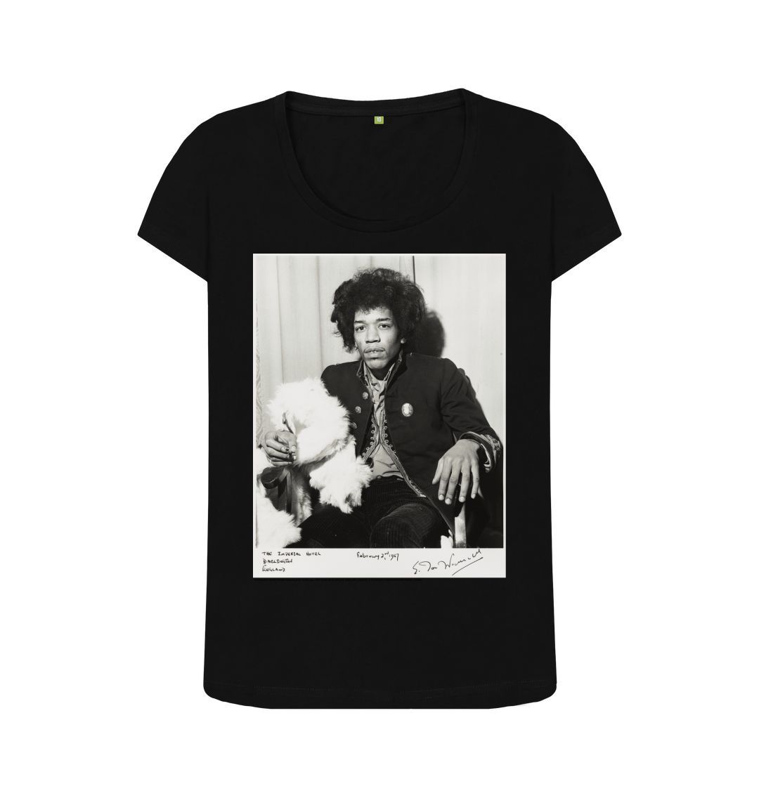 Black jimi hendrix women's scoop neck t shirt