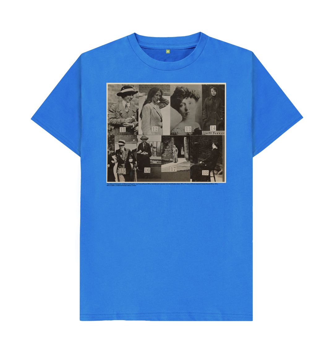 Bright blue 'surveillance photograph of militant suffragettes' npg x132847 unisex t shirt