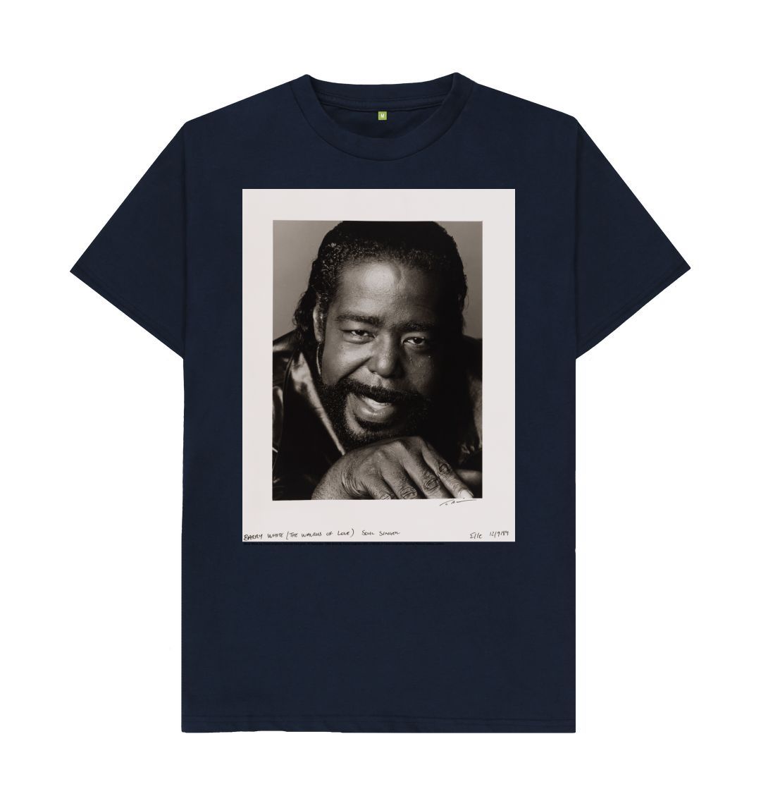 Navy blue barry white unisex crew neck t shirt