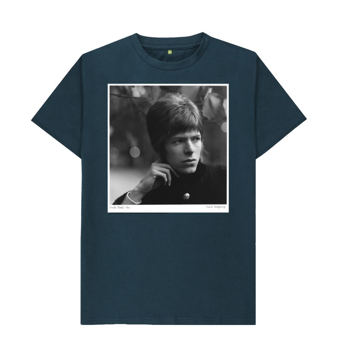 Denim blue david bowie unisex crew neck t shirt