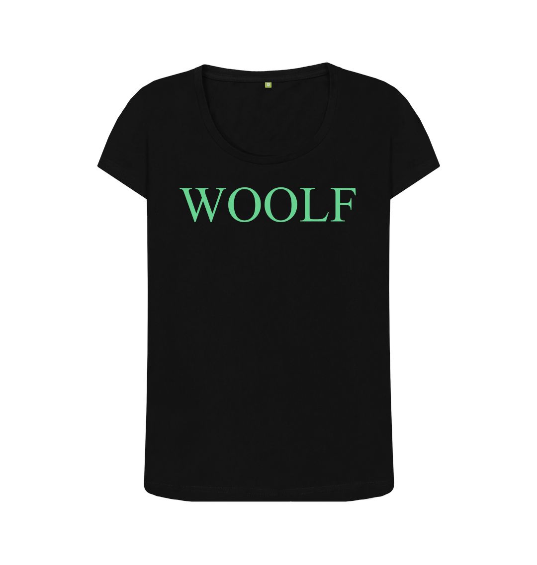 Black woolf women's scoop neck t shirt