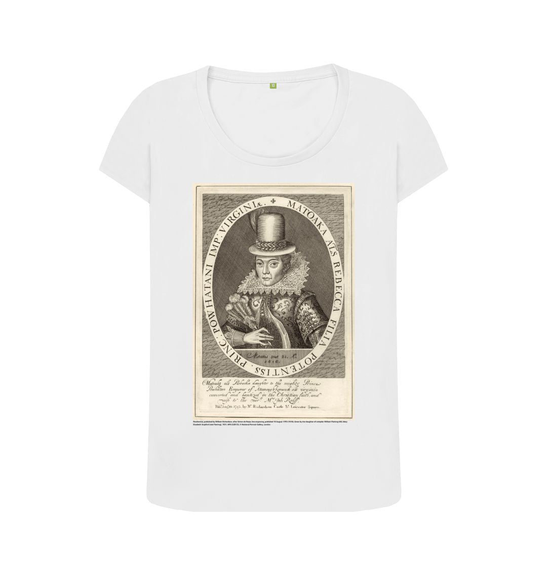 White pocahontas women's scoop neck t shirt