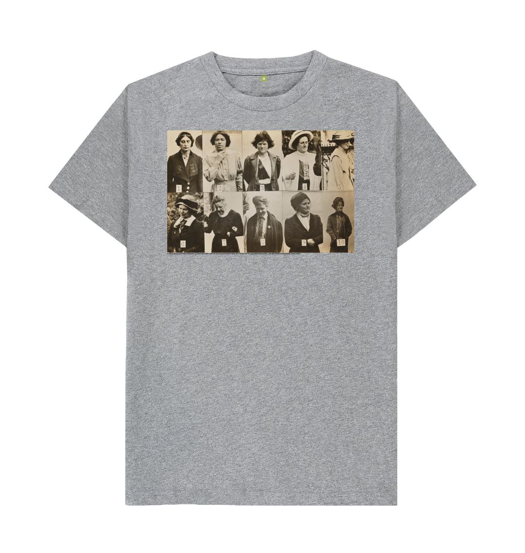 Athletic grey 'surveillance photograph of militant suffragettes' unisex t shirt