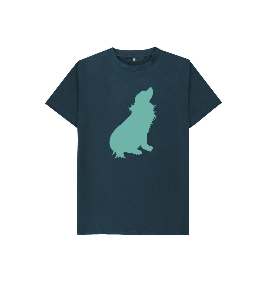Denim blue hubert leslie green dog silhouette kids t shirt