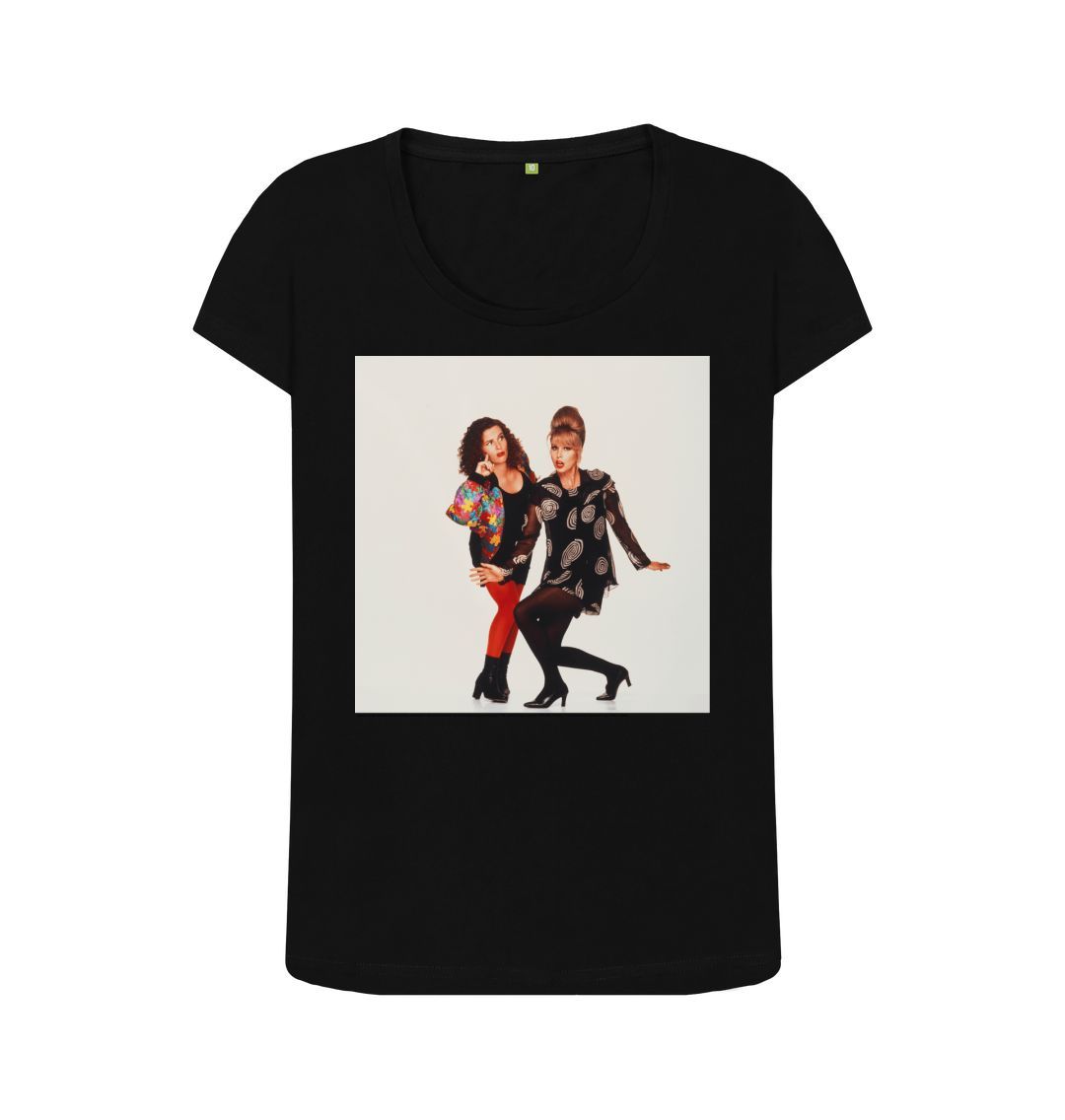Black joanna lumley; jennifer saunders as edina and patsy in 'absolutely fabulous' women's scoop neck t shirt