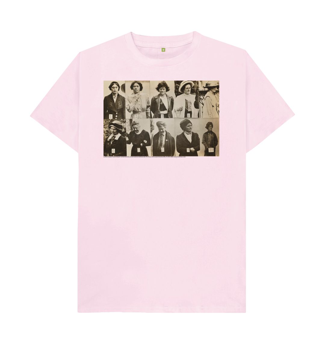 Pink 'surveillance photograph of militant suffragettes' unisex t shirt
