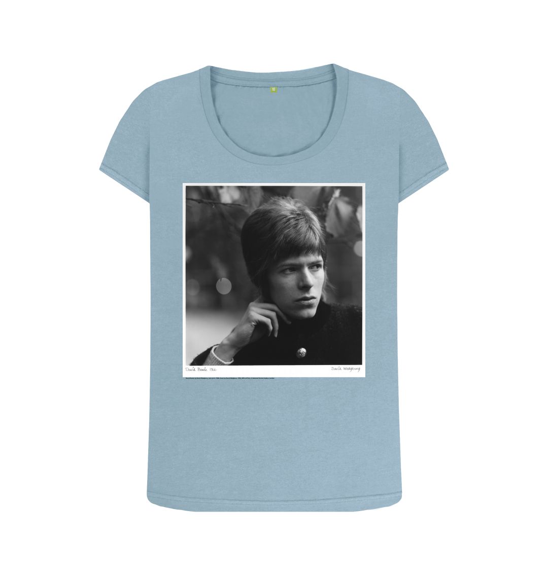Stone blue david bowie women's scoop neck t shirt