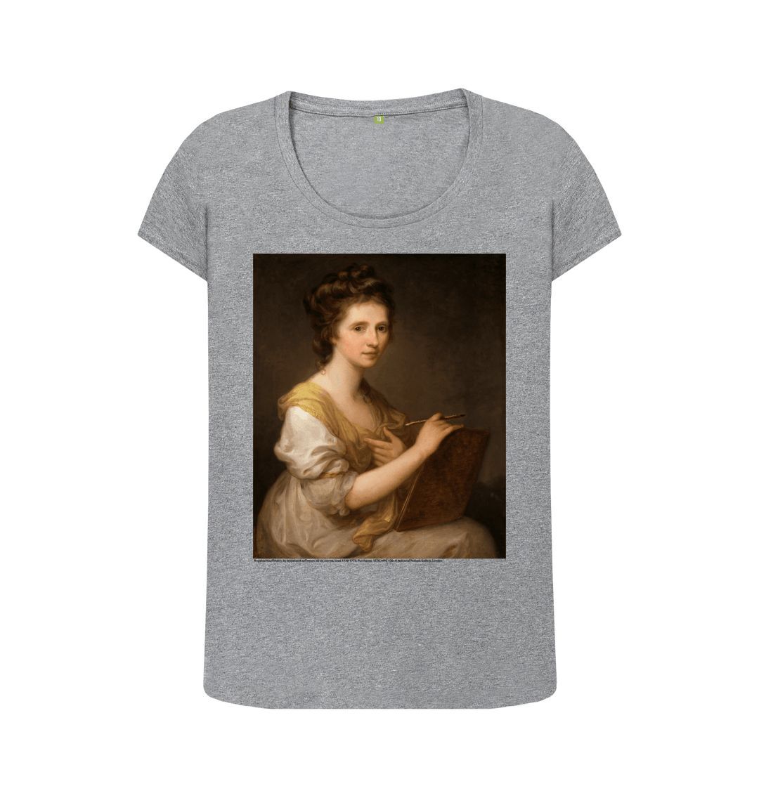 Athletic grey angelica kauffmann women's scoop neck t shirt
