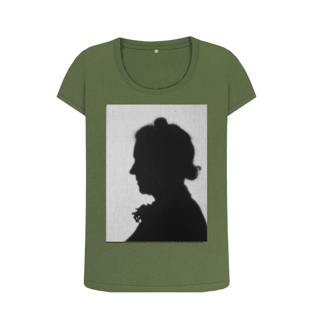 Khaki dame caroline harriet hasslett women's scoop neck t shirt