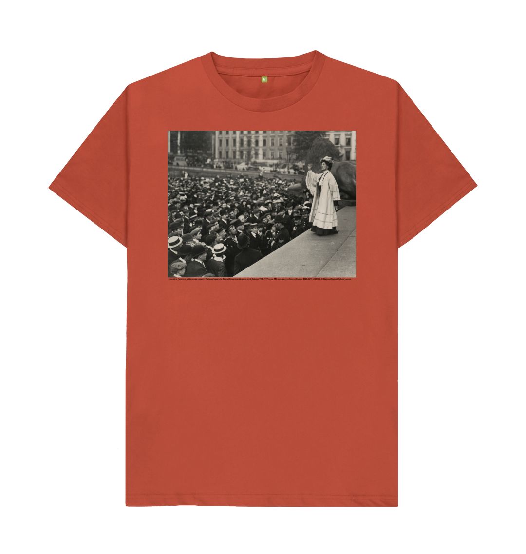 Rust emmeline pankhurst addressing a crowd in trafalgar square unisex t shirt