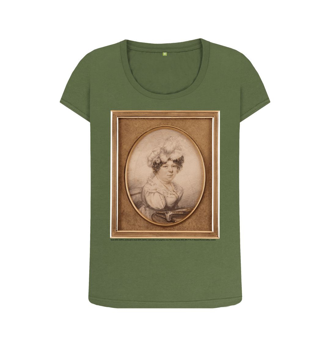 Khaki sarah biffin women's scoop neck t shirt