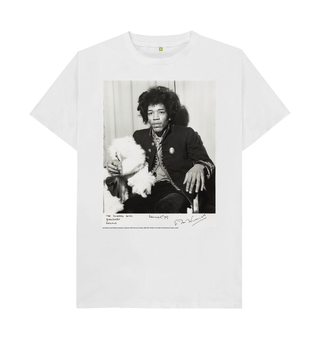 White jimi hendrix unisex crew neck t shirt