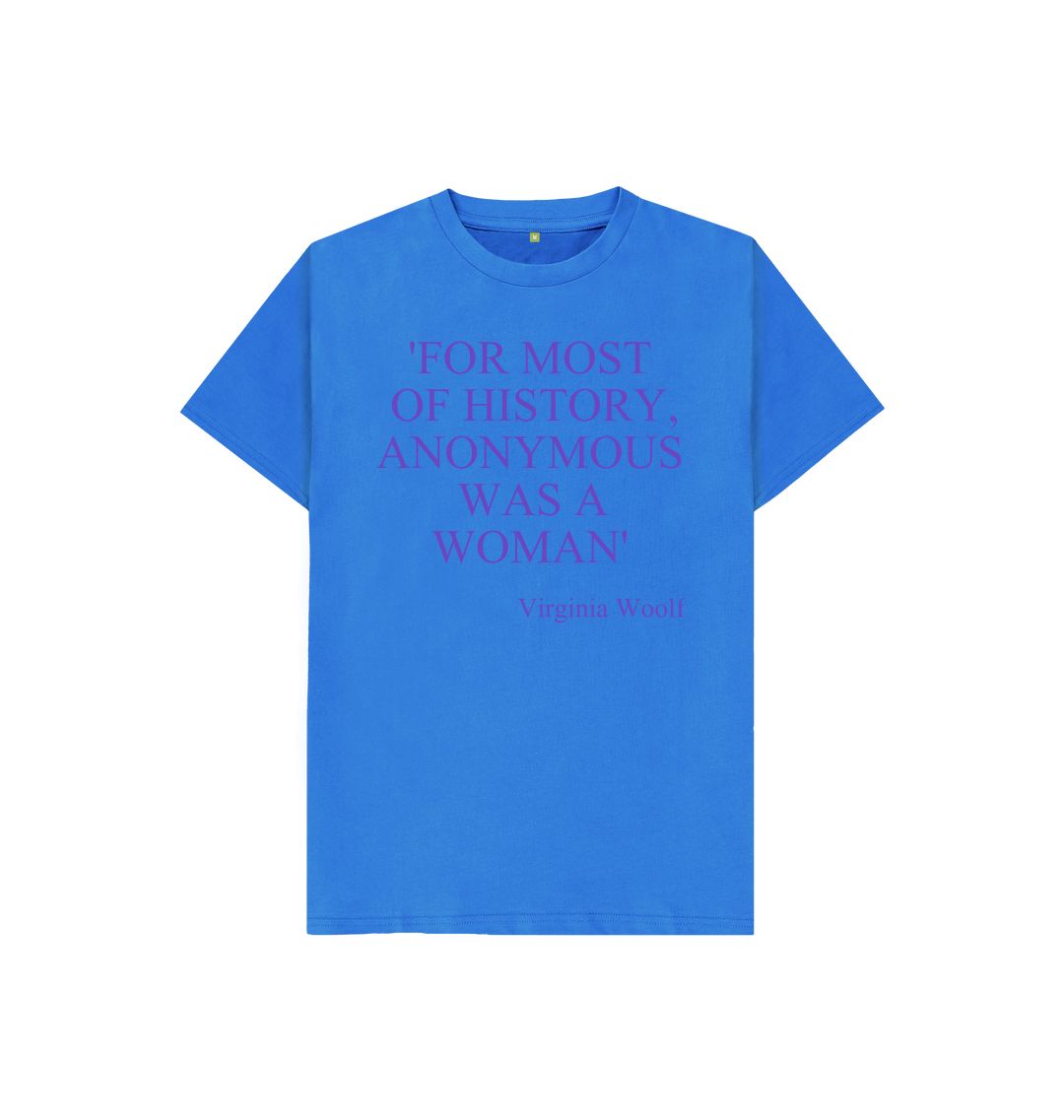 Bright blue kids virginia woolf quote t shirt