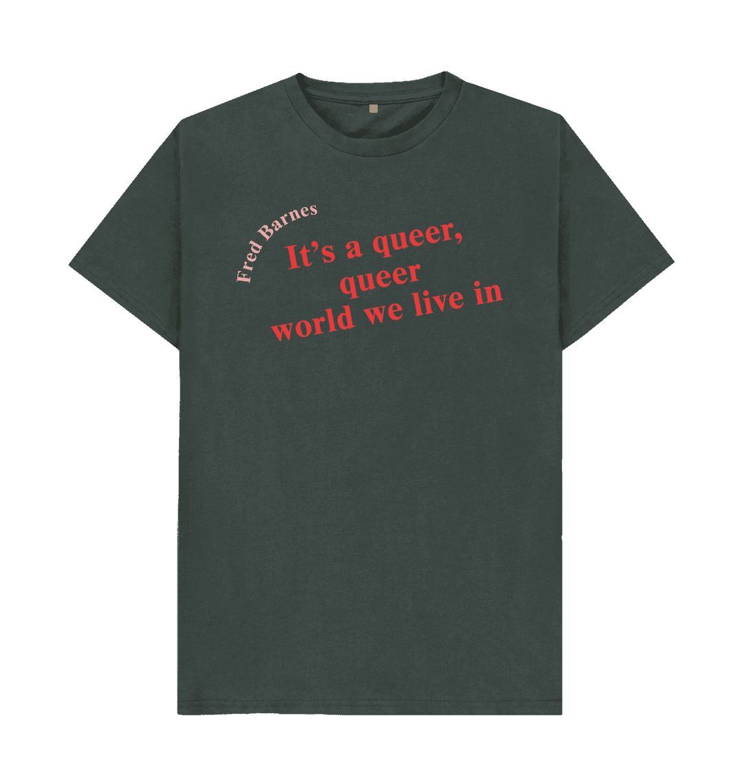 Dark grey fred barnes quote unisex t shirt with red font