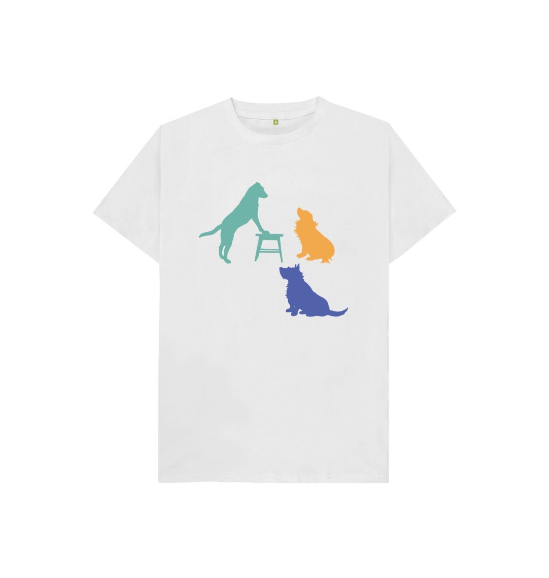 White hubert leslie three dogs silhouette kids t shirt
