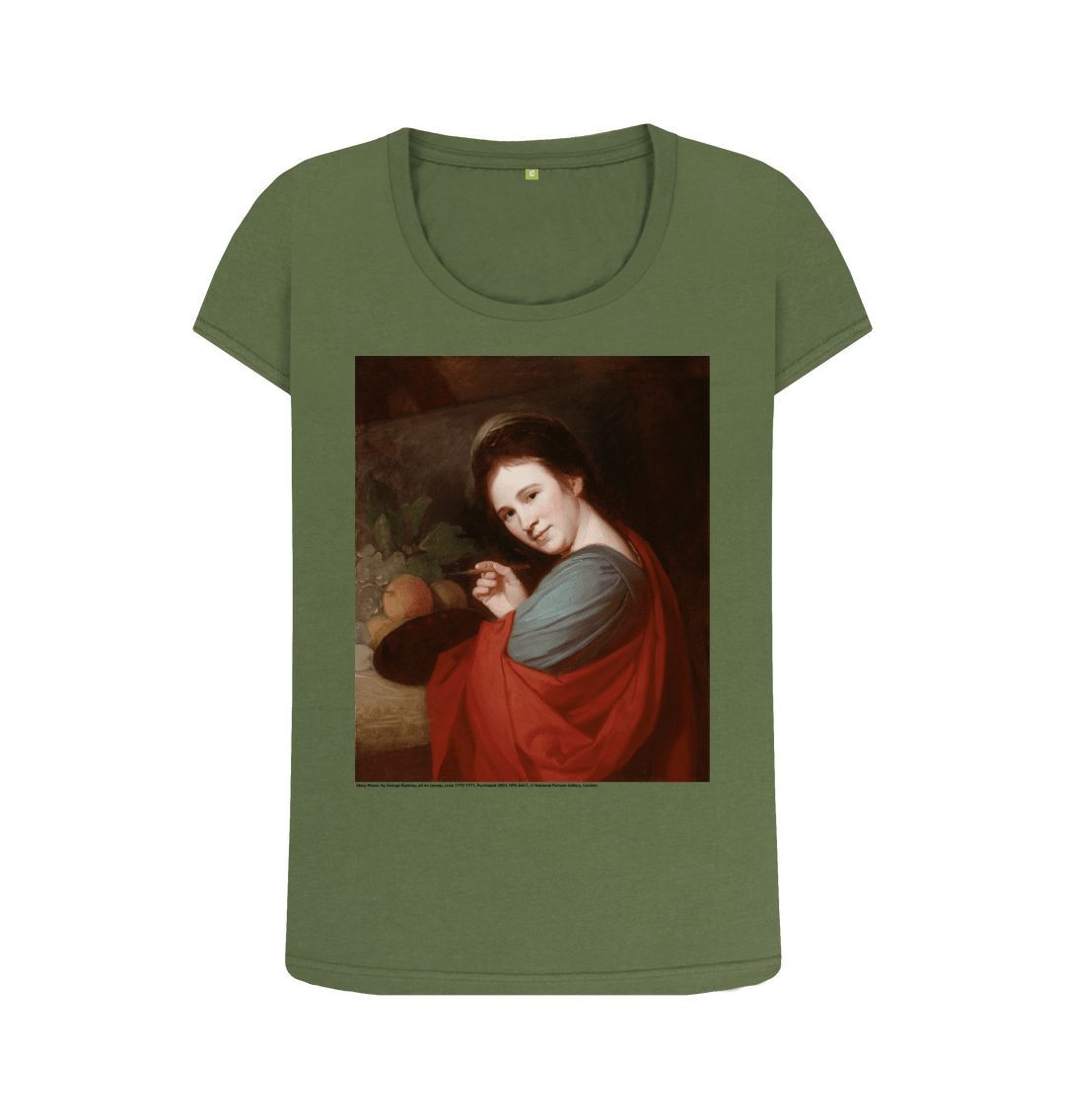 Khaki mary moser women's scoop neck t shirt