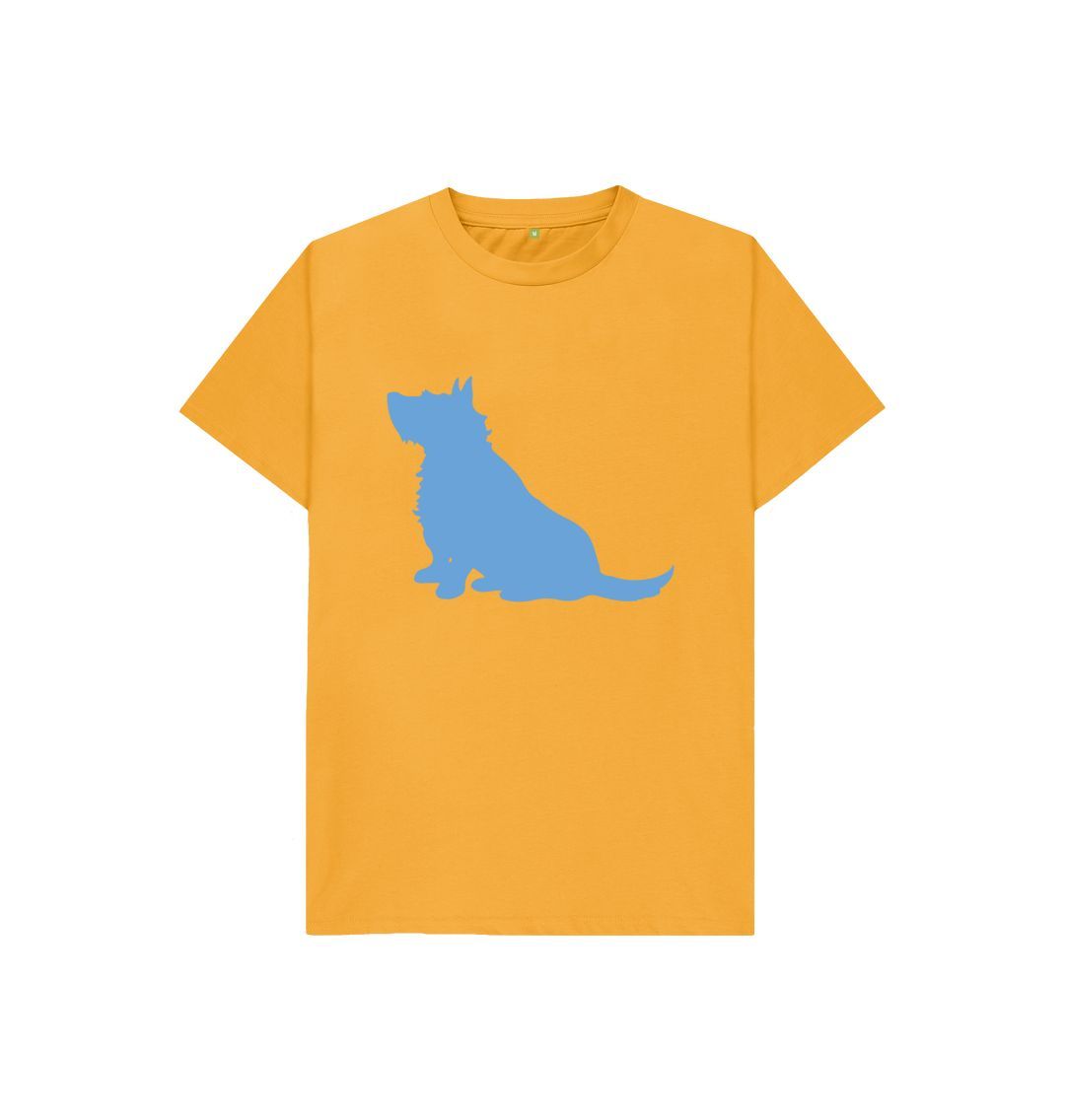 Mustard hubert leslie blue dog silhouette kids t shirt