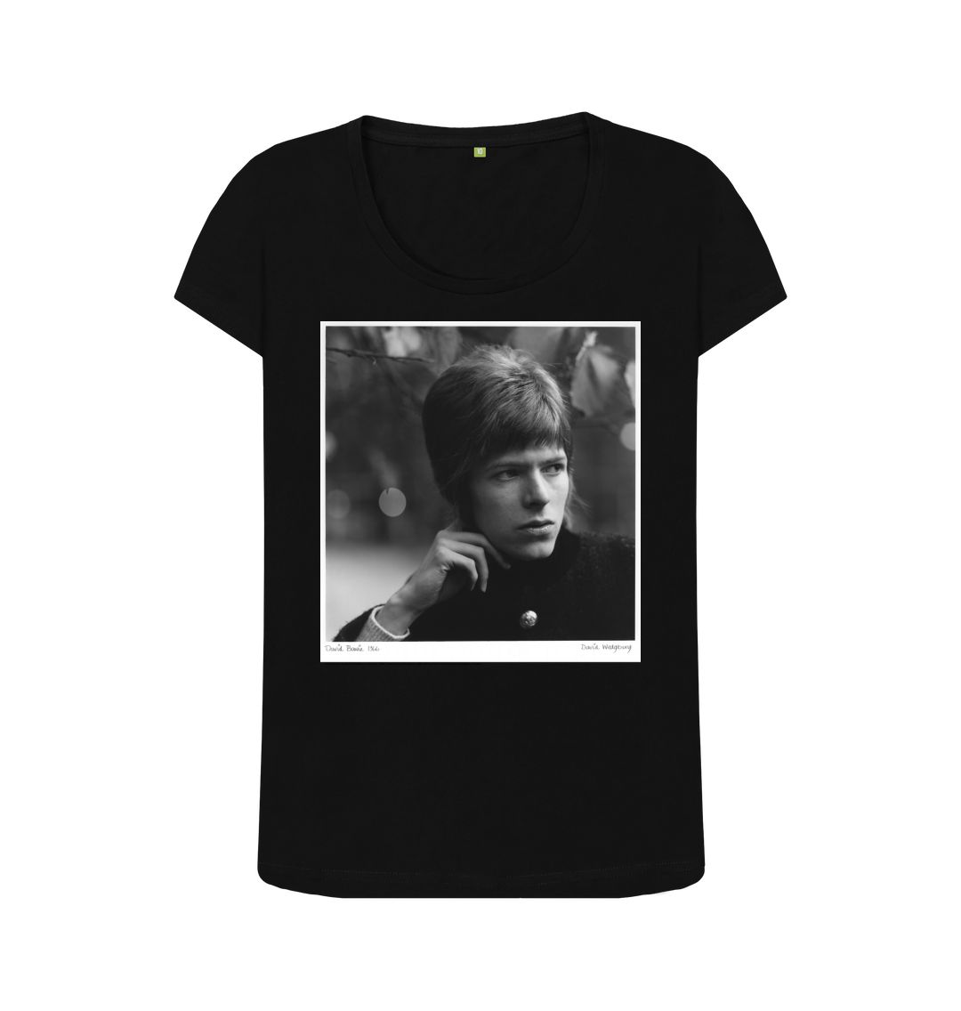 Black david bowie women's scoop neck t shirt