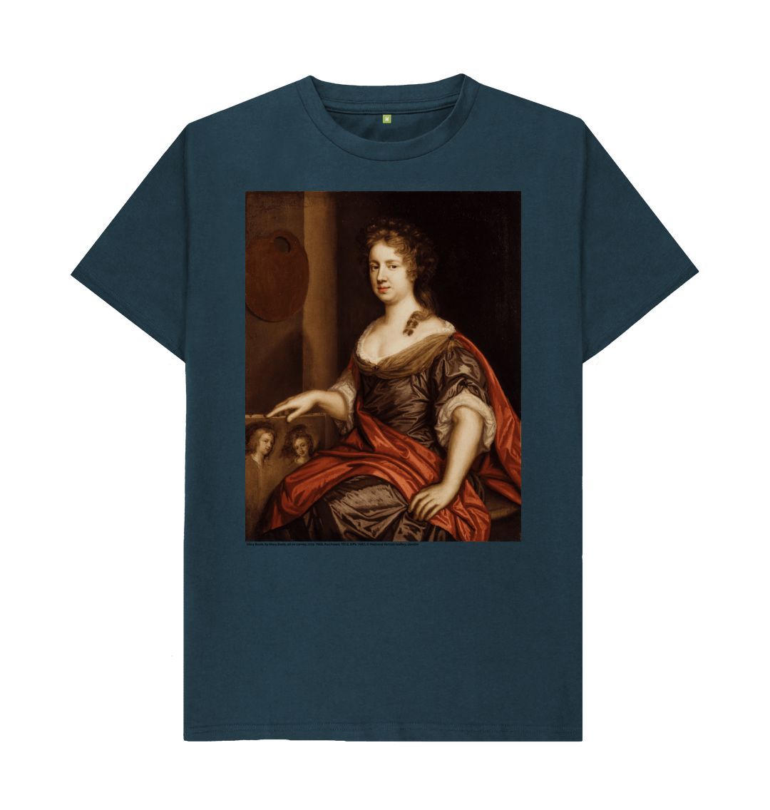Denim blue mary beale unisex crew neck t shirt