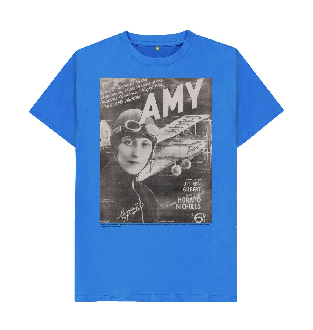 Bright blue amy johnson sheet music cover unisex t shirt