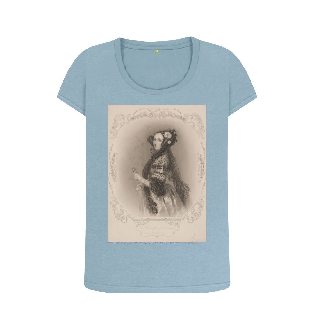 Stone blue ada lovelace women's scoop neck t shirt