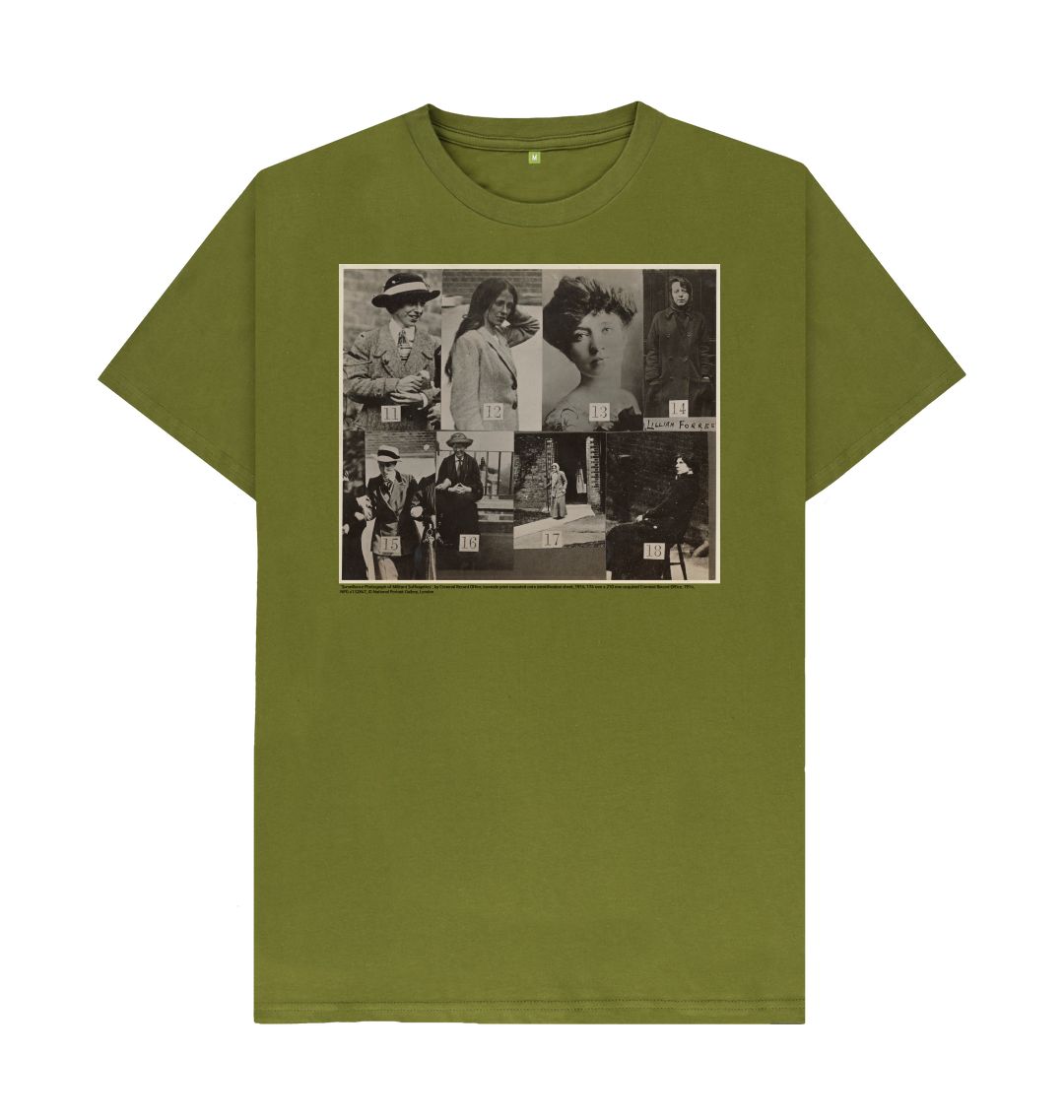 Moss green 'surveillance photograph of militant suffragettes' npg x132847 unisex t shirt