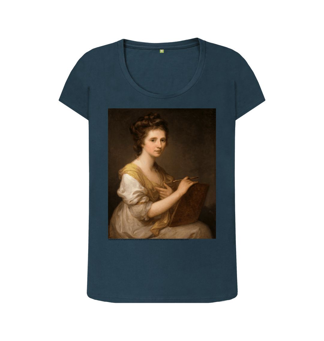 Denim blue angelica kauffmann women's scoop neck t shirt