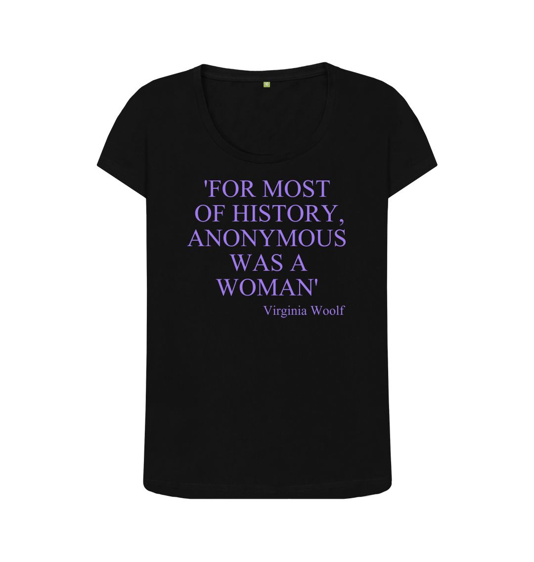Black virginia woolf women's scoop neck quote t shirt