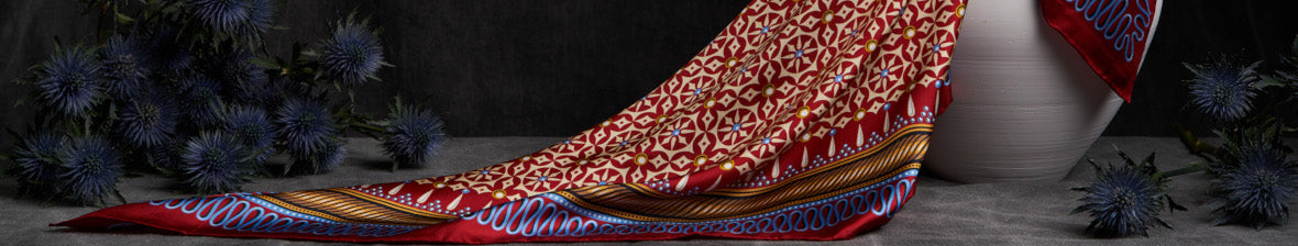 Cressida bell scarf in red colourway.