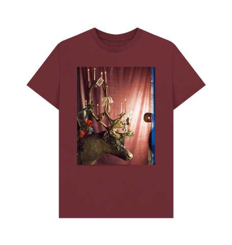 Red Wine Reindeer by Yevonde Unisex Crew Neck T-shirt