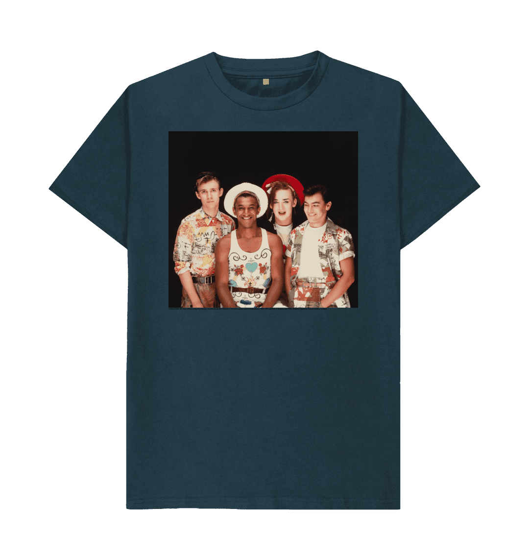 Denim blue printed t shirt front