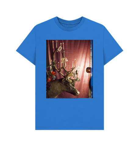 Bright Blue Reindeer by Yevonde Unisex Crew Neck T-shirt