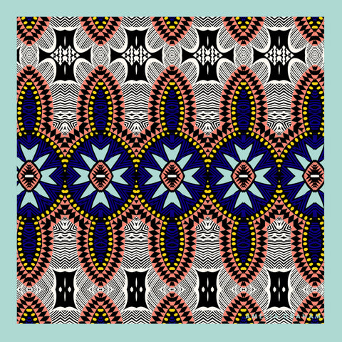 Pocket square silk scarf featuring '1960' bold psychedelic pattern.