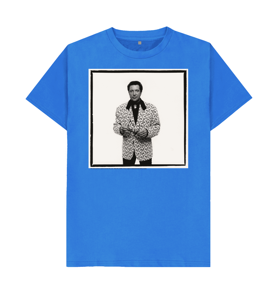 Bright blue printed t shirt front