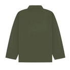 Reverse view of deep green overshirt