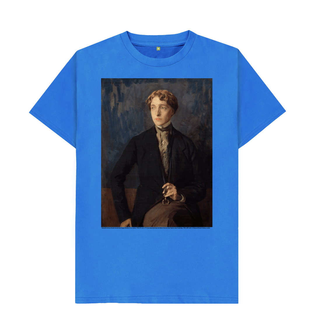 Bright blue printed t shirt front
