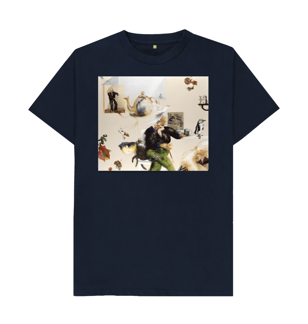 Navy blue printed t shirt front