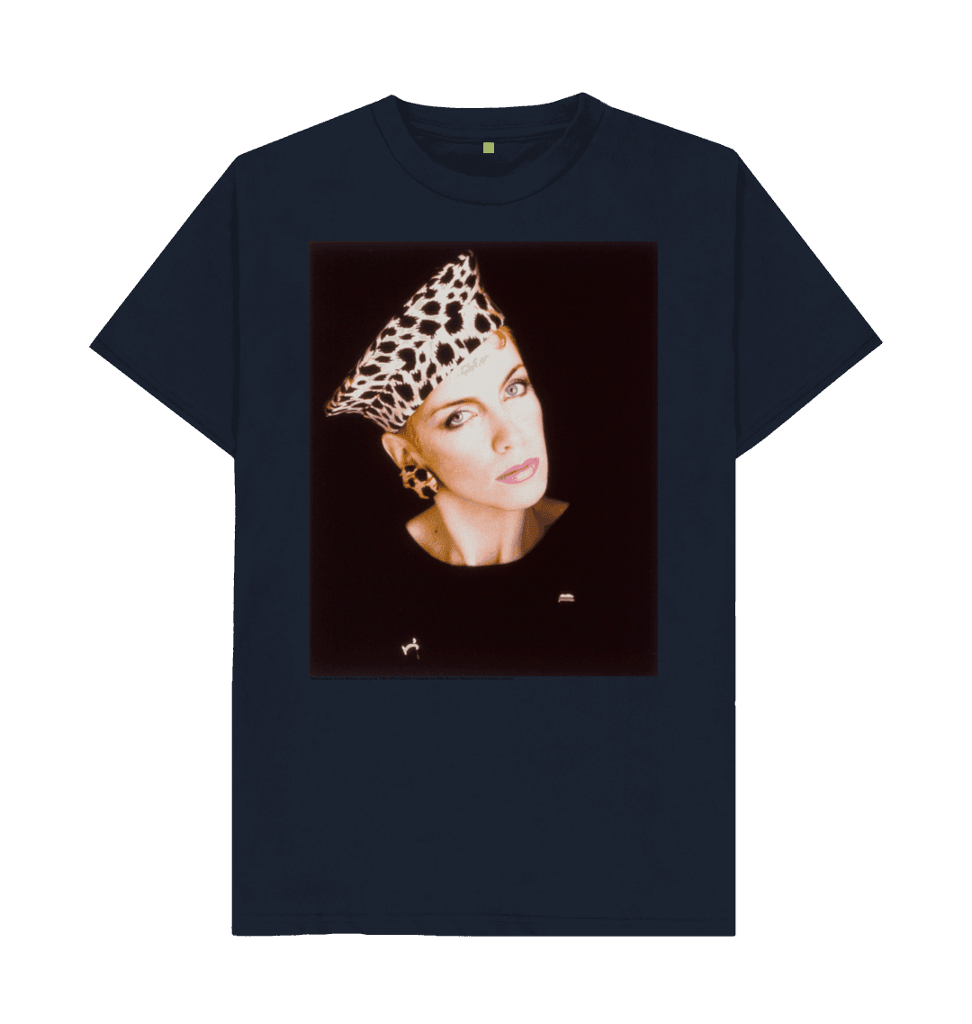 Navy blue printed t shirt front
