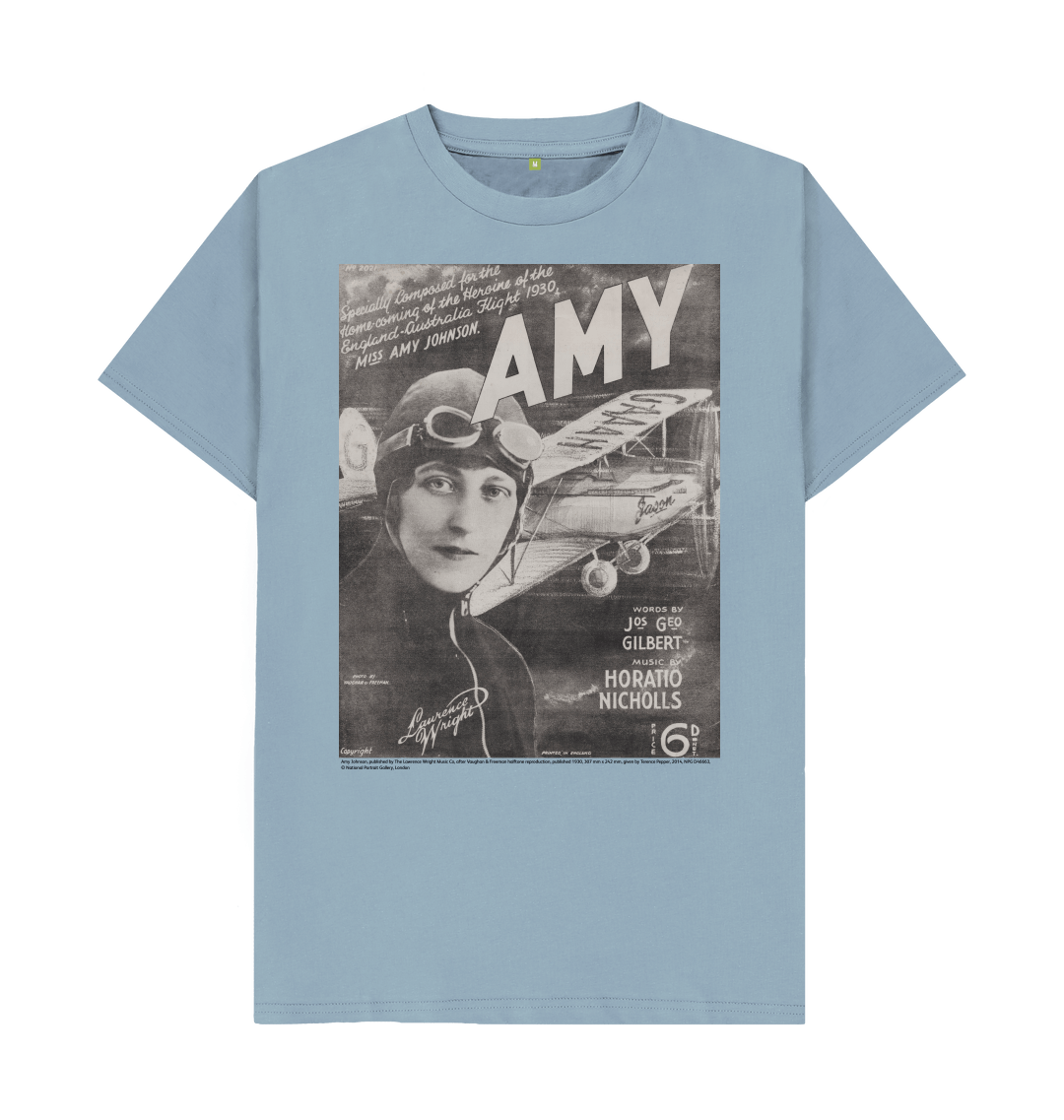 Stone blue printed t shirt front