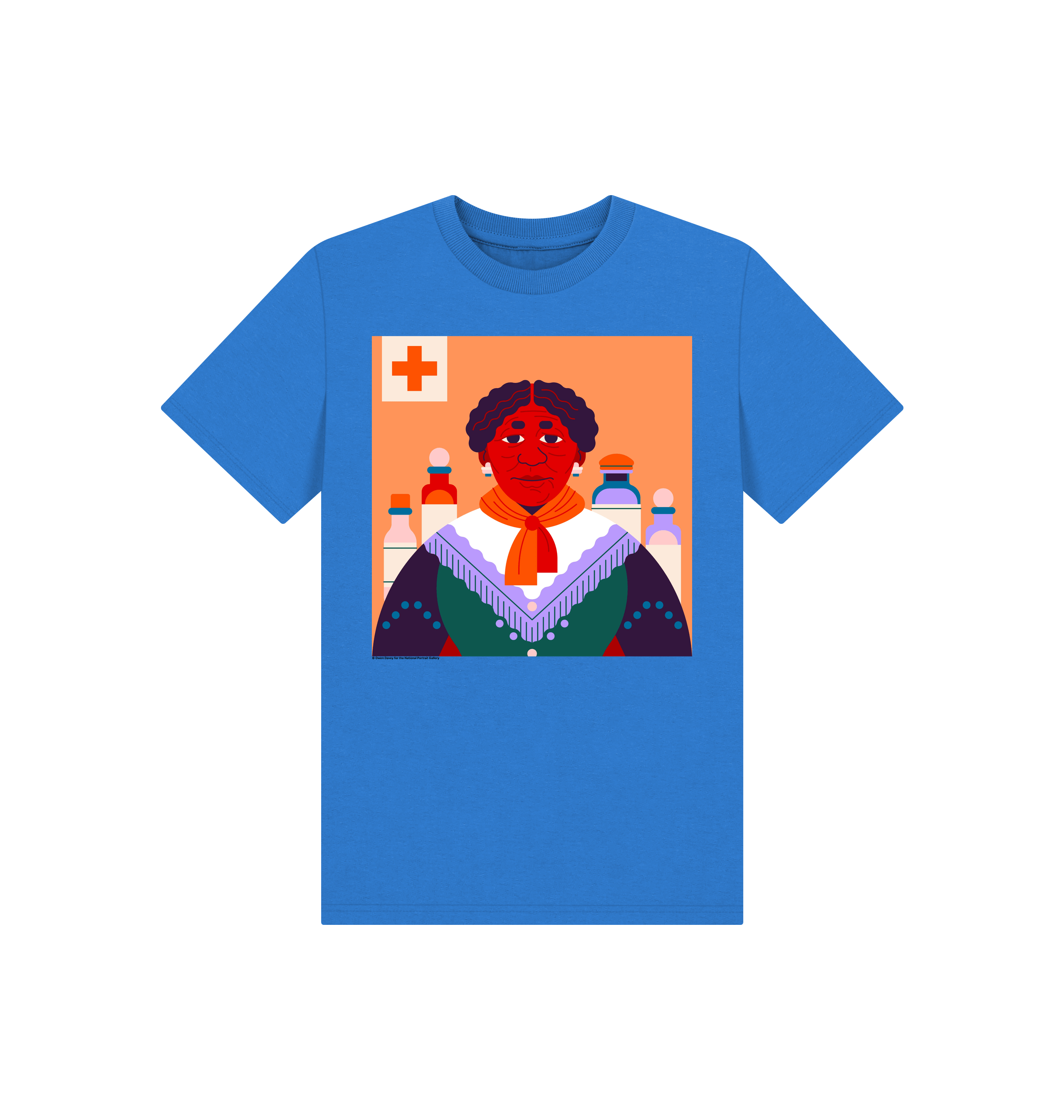 Bright blue printed kids t shirt front