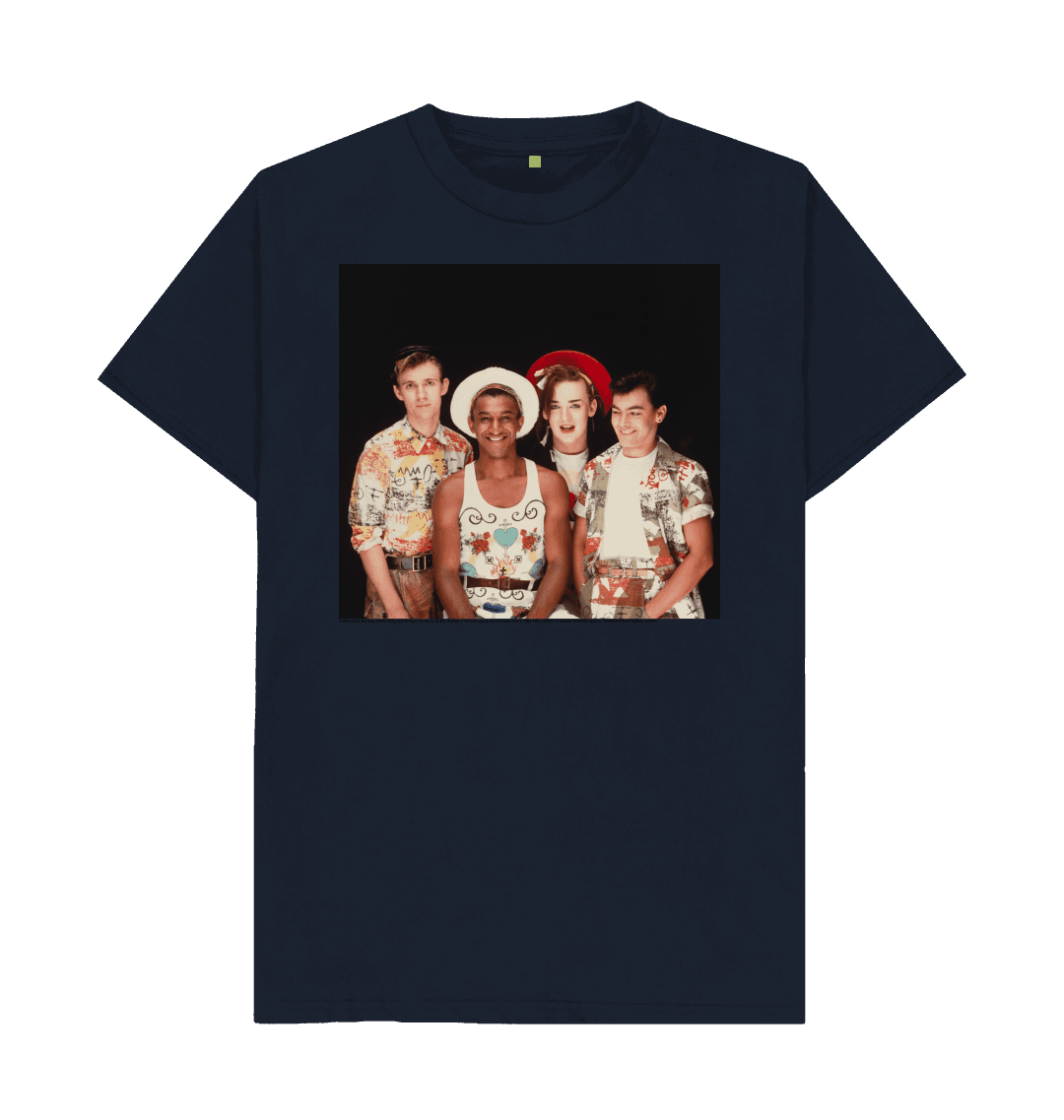 Navy blue printed t shirt front
