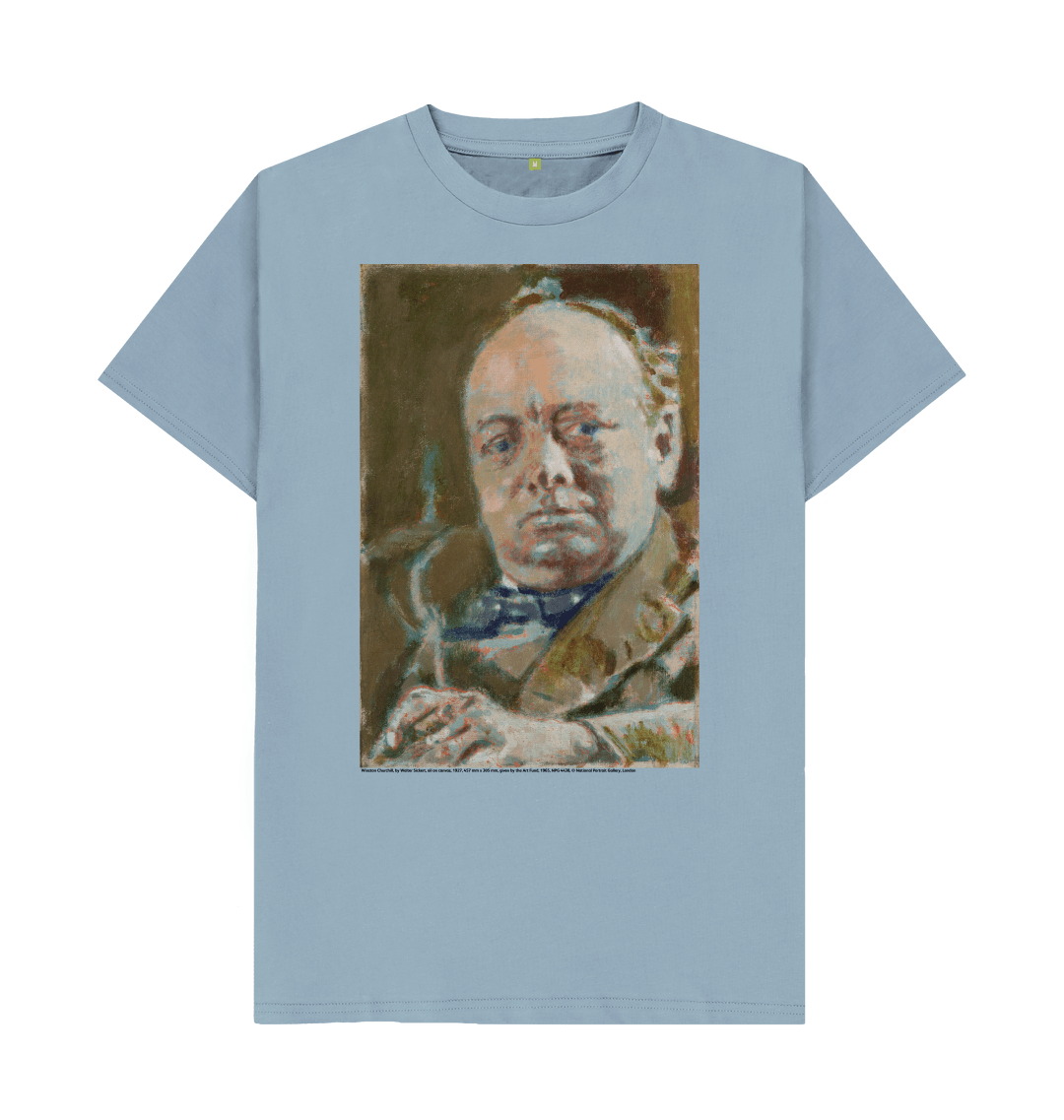Stone blue printed t shirt front