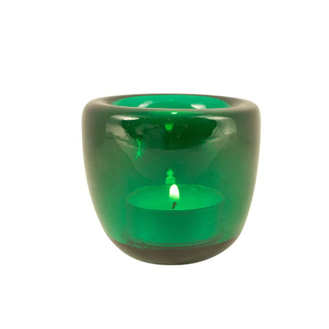 green hand-blown tealight