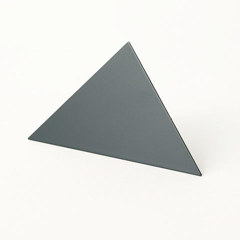 Grey triangle shape photo clip holder.