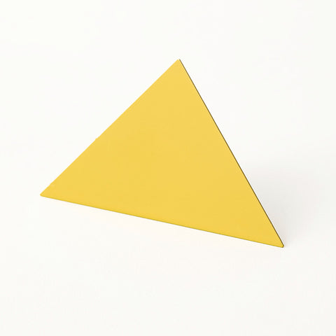 Yellow triangle shape photo clip holder.